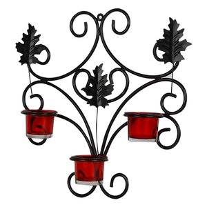 Elegant Iron Wall Hanging Candle Sconce with Glass Tealight Holder Decorative Votive <b>Stand</b> for Home Birthday Diwali Decor - Product Image 5
