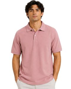 Polo para Hombre Color Rosa Polvoriento, Manga Corta, Tela Piqué de Algodón, Diseño Liso Informal, Cuello Camisero, Personalizable, para Golf, Verano - Product Image 1