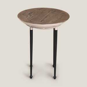 Table d'appoint ronde de la collection Casa moderne avec pieds en métal noir, design contemporain, meubles durables pour la maison, utilisation dans le salon - Product Image 3