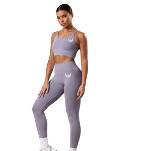 Legging léger lavande pour femme, taille haute, extensible, pour entraînement, fitness, yoga, tenue de sport et usage quotidien - Product Image 1