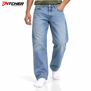 Jeans de Mezclilla para Hombre al por Mayor, Lavado Desgastado, Acabado Vintage, Corte Relajado, Marca Personalizada, Etiqueta Privada - Product Image 2