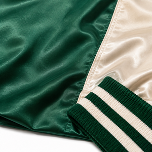 Veste de sport en satin personnalisée, couleur équipe de basket de Boston, vert crème, logo brodé sur mesure, vêtements de sport OEM, vente en gros - Product Image 6