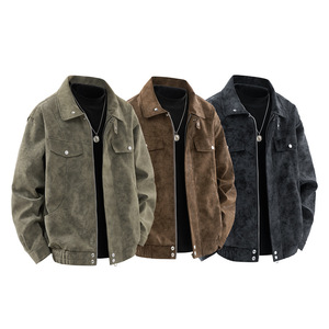 Veste en cuir PU pour homme, manches longues, effet délavé, coupe-vent, style automne - Product Image 2