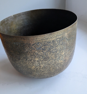Handmade Brass Tabletop <b>Vase</b> Round Traditional Design Art Display Decorative Metal <b>Bowl</b> Top Selling Metal Planter - Product Image 2