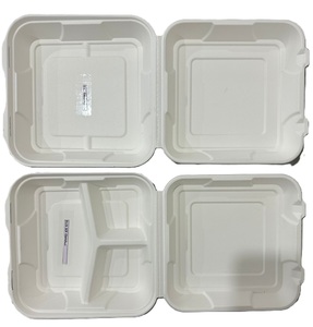 13x6 Inch Bagasse Clamshell Box Eco Friendly Compostable <b>Takeaway</b> Food <b>Container</b> Disposable Sugarcane Lunch Box For Catering - Product Image 5