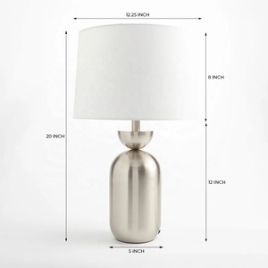 Zenith Capsule Metal Table <b>Lamp</b> with White Linen Drum Shade Brushed Nickel Finish Soft Ambient Lighting for Home Decor - Product Image 3
