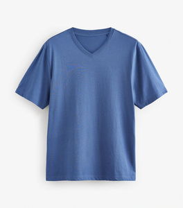 T-shirt col en V pour homme 100 % coton écologique séchage rapide respirant coupe décontractée grandes tailles personnalisable en gros motif uni - Product Image 1