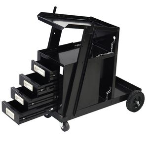 Carrello Portatile in Acciaio Nero a 4 Cassetti con Ruote per Saldatura e Stoccaggio - Product Image 1