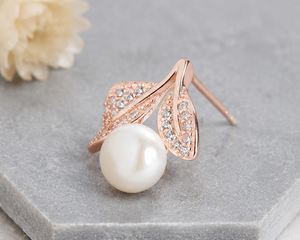Pendientes de Perlas de Agua Dulce con Baño de Oro Rosa y Plata de Ley 925, con Detalles de Diamantes CZ, Elegantes, para Mujer, Regalo de Joyería - Product Image 5