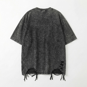 เสื้อยืดโอเวอร์ไซส์ผู้ชายสไตล์ Distressed "Dare To Be Different" ล้างสีแบบ Acid Wash ขาดเซอร์ๆ สไตล์ Streetwear ผู้ผลิต OEM - Product Image 2