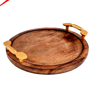 Bandeja de Madera de Excelente Calidad para Servir Desayuno, Almuerzo y Cena con Asa de Metal con Diseño de Caballito de Mar - Product Image 2