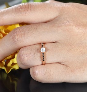 Round Cut Moissanite <b>Ring</b> 925 Sterling <b>Silver</b> Engagement <b>Ring</b> Brilliant <b>Solitaire</b> Dainty Minimalist Wedding Promise <b>Ring</b> - Product Image 3