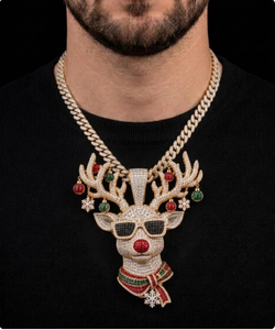 Iced Out Reindeer Pendant Iced Out Pendant with Moissanite Diamonds Iced Out <b>Jewelry</b> <b>Charm</b> Luxury Wholesale Pendant - Product Image 3
