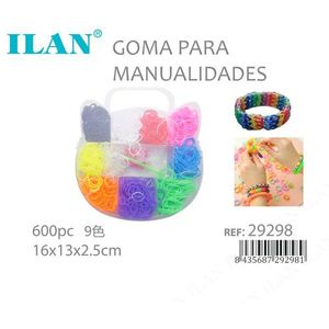 Elastici per artigianato Ilan, 600 pezzi, 9 colori, 16x13x2,5 cm, con custodia. - Product Image 1