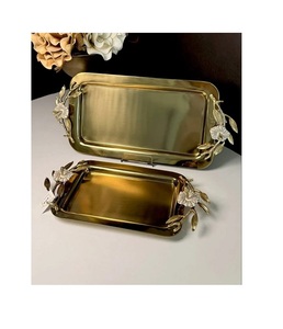 Plateau de service alimentaire en aluminium martelé avec poignées, design fantastique, couleur argent, plateau pour collations et fruits en Inde - Product Image 5