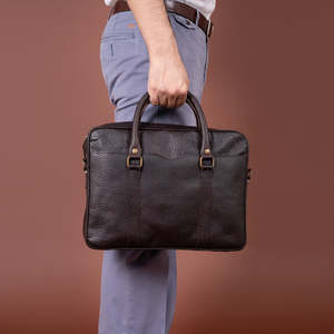 Full Grain Leather Messenger Briefcase for Men Luxury Vintage Laptop Office <b>Bag</b> with Shoulder Strap and Organizer Pockets - Product Image 6
