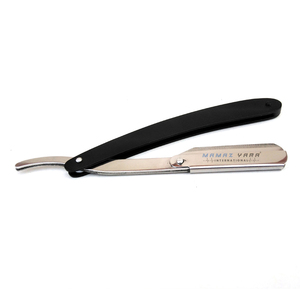 Rasoir droit professionnel pour barbier, noir et argenté, en acier inoxydable, rasoir à lame affûtée pour la barbe - Product Image 3