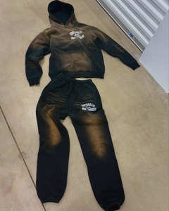 Ensemble de survêtement hiver Hip Hop rose Y2K avec imprimé graphique, logo personnalisé, sweat à capuche intégral zippé et pantalon de survêtement ample, 2 pièces - Product Image 1