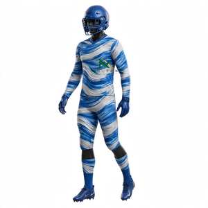 Ensemble de maillot et pantalon de football NEXTEX pour homme, motif Brushstroke Wave, bleu et blanc, sublimation - Product Image 6