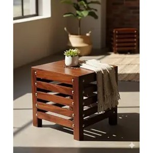 Aqdus Saleem Traditional Sheesham Wood Carved Heritage <b>Stool</b> with Tabletop Installation | Wholesale From Saharanpur Handcrafted - Product Image 1