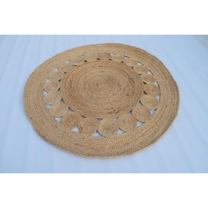 Most Selling Handmade Jute Round Area Rug Medallion Pattern Bohemian Style Flat Pile Living Room Decor Spot Clean - Product Image 1