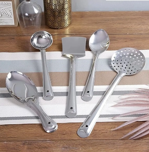 Stainless Steel <b>Cooking</b> <b>Utensils</b> Cook Soup Ladle Spoon Frying Spoon <b>Set</b> With Silver Finish & Under Your Budget - Product Image 1