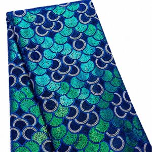 Tela de Encaje Africana Multicolor, Tela de Encaje Bordada, Tela para Vestido de Novia Nigeriana, Tela de Encaje Suizo con Pedrería - Product Image 6