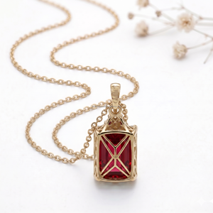 Viral Choice <b>Emerald</b> Cut Ruby Fine <b>Pendants</b> & Charms 14K White Gold July Birthstone Leo Passion Luxury Necklace Collection 2026 - Product Image 2