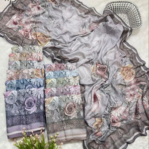 Écharpe en mélange de lin et de coton à motifs floraux avec tissu en toile, douce et agréable pour la peau, idéale pour l'hiver, pour les femmes musulmanes - Product Image 1