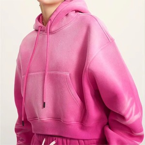 Sudadera con Capucha Corta Extra Grande para Mujer, de Alta Calidad, Sin Forro, de Felpa para Invierno, 100% Algodón, con Logotipo Frontal Personalizable, Estilo Urbano - Product Image 3