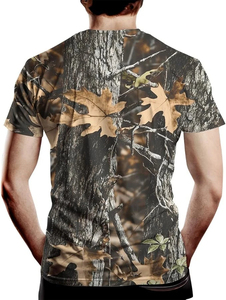 เสื้อยืดผู้ชายลายพราง 100% ผ้าฝ้ายเนื้อหนา ทรงโอเวอร์ไซส์ พิมพ์ลายพราง สำหรับใส่ล่าสัตว์และกิจกรรมกลางแจ้ง - Product Image 6