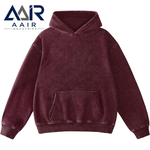 Sudadera con Capucha Extra Grande Unisex AAIR INDUSTRIES, Color Rojo Sólido, Algodón French Terry, Estilo Casual, para Otoño - Product Image 5