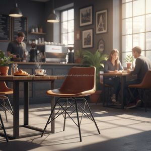 Chaise industrielle, cadre en métal robuste avec siège en bois, design élégant et durable, parfait pour la maison, le bureau, le café, le restaurant et le style moderne - Product Image 2