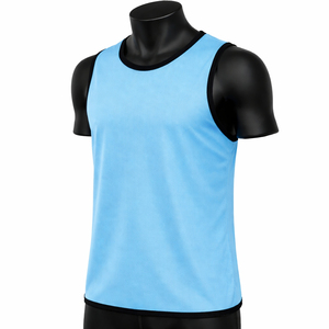 Maillot d'entraînement de football bleu clair personnalisé en maille, sans manches, respirant, séchage rapide, OEM ODM, vente en gros - Product Image 3