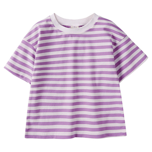 Camiseta de Moda para Bebé, Camiseta de Manga Corta para Niños Pequeños, Camisetas a Rayas de Colores para Niños y Niñas, Camisetas Casuales con Cuello Redondo y Corte Holgado - Product Image 1