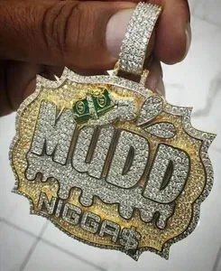 Colgante Personalizado con Nombre para Hombre en Oro Amarillo de 14K, Estilo Hip Hop, con Letras Decoradas, Colgante de Moda - Product Image 2