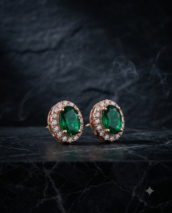 Pendientes de Plata de Ley 925 con Esmeralda Verde de Laboratorio de Corte Esmeralda y Halo Brillante Redondo para Mujer - Product Image 5