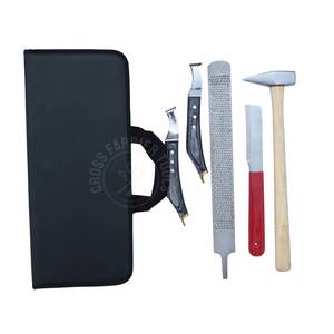 Farrier Tools Kit for Horse Hoof Care with <b>Case</b> Brass End Hoof Loop Knife Dual Side Rasp <b>File</b> Sharpe Straight Toeing Knife - Product Image 1