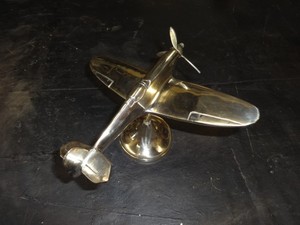 Vintage Brass Spitfire Airplane <b>Model</b> Desktop Ornament <b>WW2</b> RAF Trench Art Style Aircraft Sculpture for Home Office Decor Gift - Product Image 4