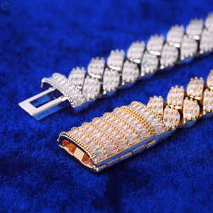 Bracelet cubain à maillons baguette serti de diamants incolores cultivés en laboratoire, style hip-hop, pour homme - Product Image 6