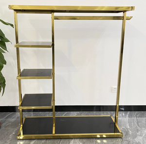Porte-vêtements en métal doré à 3 niveaux de luxe pour boutique - Product Image 4