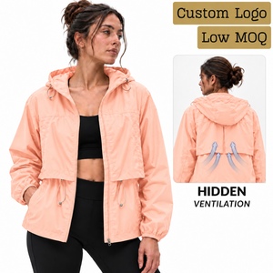 <b>Women's</b> Custom Cropped Hooded <b>Jacket</b> <b>Lightweight</b> Stretch Shell with Ventilated Back Panel OEM ODM - Product Image 1