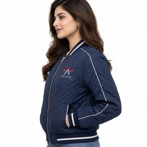 Casual Apparel <b>Women</b> Bomber <b>Jacket</b> With <b>Lightweight</b> Polyester Fabric Ribbed Collar Comfortable Premium <b>Women</b> Bomber <b>Jacket</b> - Product Image 6