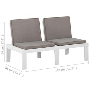 Banc de salon en plastique blanc de 51,2 pouces de large avec housses amovibles pour terrasses - Product Image 6