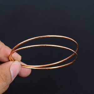 Belladec Premium Quality Crafted Women's Classic Accessory Set Two Handmade <b>Copper</b> <b>Bangles</b> Minimalist Stackable Thin Bracelet - Product Image 2