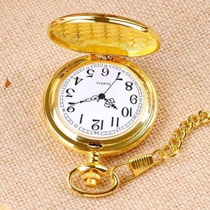 Montre de poche pour homme, vintage, en alliage, analogique, dorée, avec chaîne, style classique antique - Product Image 5
