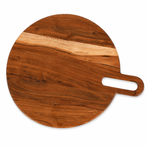 Tabla de cortar redonda hecha a mano de madera de acacia |   Tabla para Servir Queso y Pizza |   100% Ecológico - Product Image 2