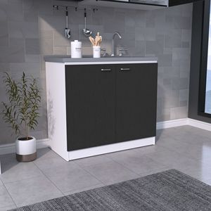 Mobili da Cucina Autoportanti Bianchi/Neri con Doppie Ante e Due Ripiani, Lavello Incluso - Product Image 2