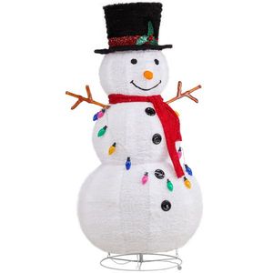 Pupazzo di Neve Gonfiabile Illuminato da 120 cm per Decorazioni Natalizie da Giardino, Pre-Illuminato con 100 LED Bianchi e Luci Multicolore a Filo con Picchetto - Product Image 4