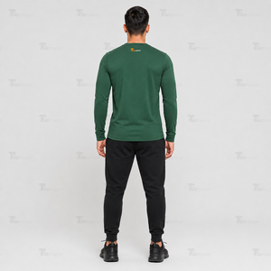 T-shirts à manches longues en coton premium pour hommes, col rond, coupe classique, respirants, écologiques, séchage rapide - Product Image 6